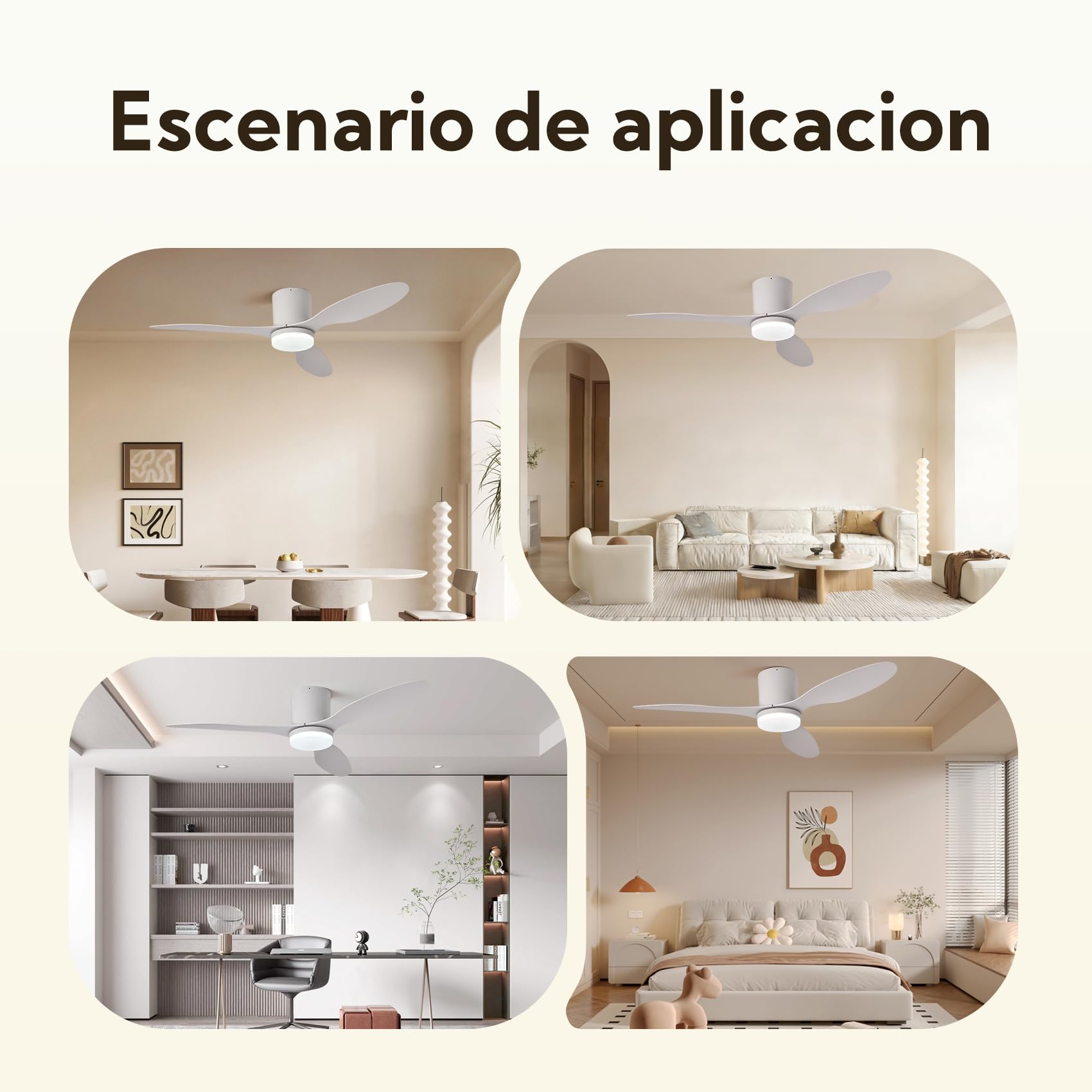 Ventilador de Techo con Luz y Mando a Distancia, 106cm, Motor DC Silencioso de Bajo Consumo, 3 Aspas de Plástico Premium Blanco (Anticorrosión), LED Regulable 3 Tonos, para Dormitorio y Salón
