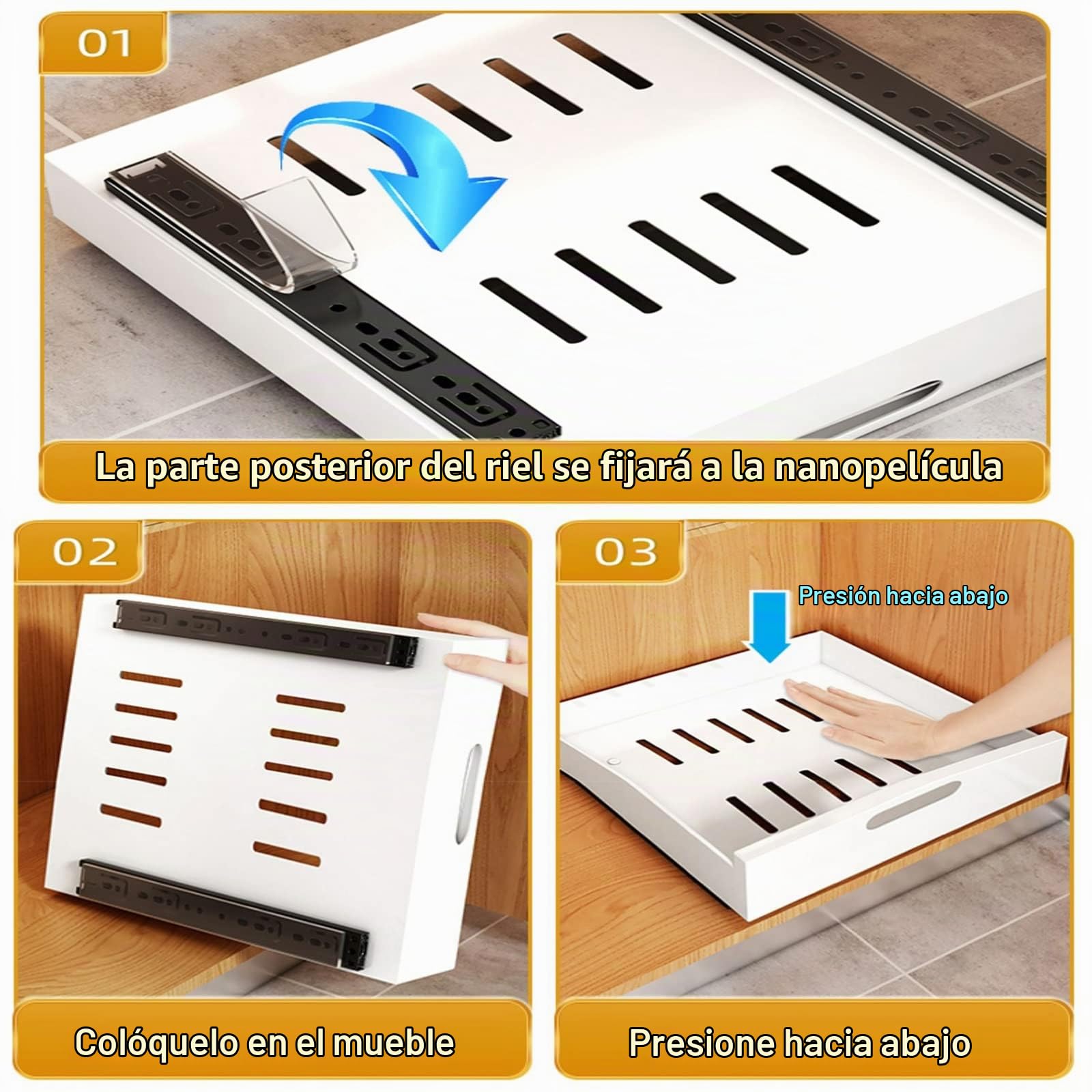 IMPREC Almacenamiento Deslizante Debajo, Estante De Almacenamiento Deslizante For Debajo del Fregadero De 2 Niveles Estantes De Almacenamiento De Cajón Deslizante (Color : Bianco, Size : 25x43x9cm)