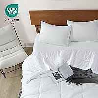 Vista 7 de Cathay Home Edredón alternativo de plumón de microfibra suave de lujo para todas las estaciones, relleno doble, blanco, edredón de cama de 1 pieza