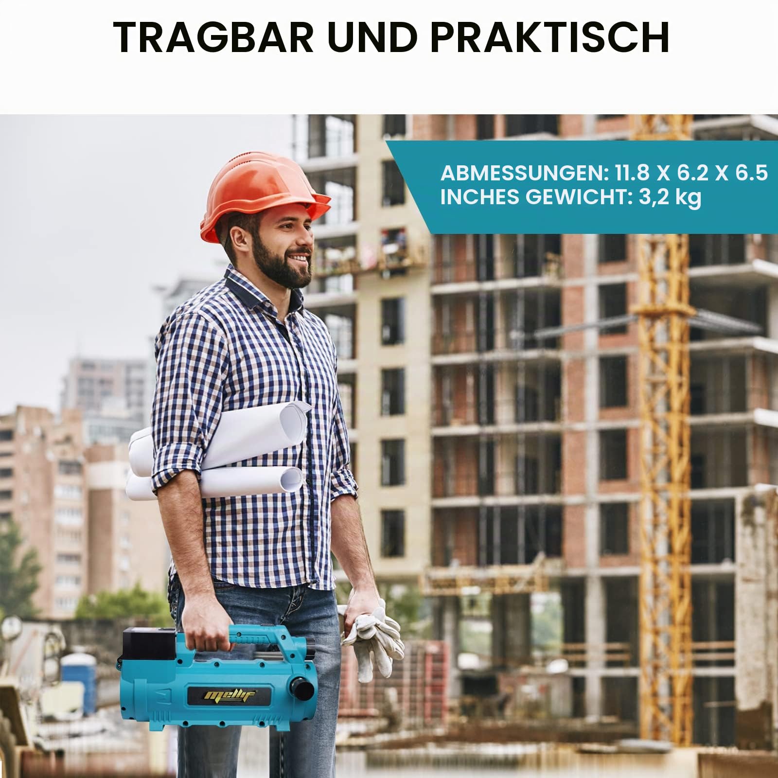 Mellif Wasserpumpe für Makita 18 V Akku, elektrische Gartenpumpe, kabellose tragbare selbstansaugende Pumpe, (nur Werkzeug, keine Batterie)