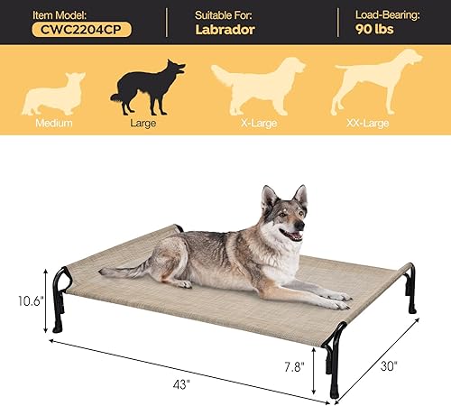 Miniatura 6 de Veehoo CWC2204 - Cama elevada para perros grandes, cama elevada para mascotas con reposacabezas inclinado para interiores y exteriores, lavable,