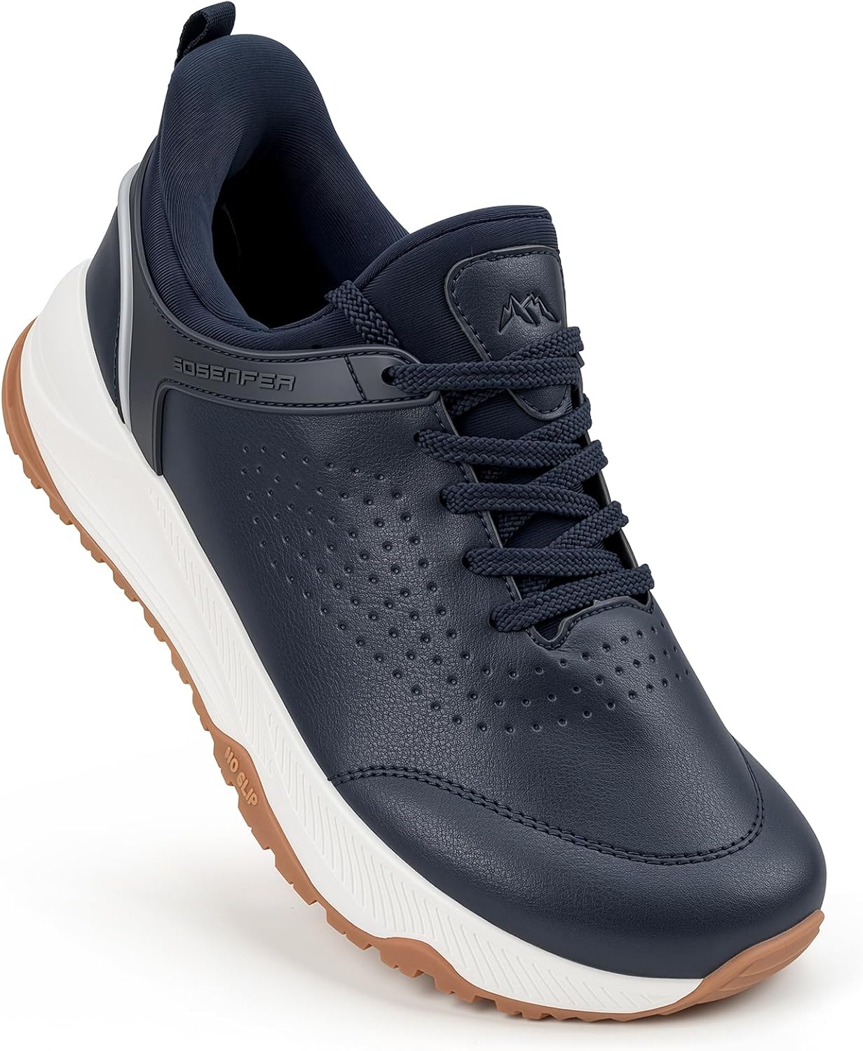 Sosenfer Wide Toe Box Work Shoes for Men, Non Slip Resistant Waterproof Sneakers, Comfortable Hands-Free Slip-on Walking Shoes, Anti-Fatigue Supportive Footwear for Standing All Day