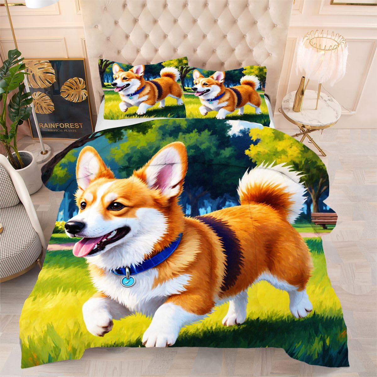 Couette corgi dessin animé pour une nuit hivernale chaleureuse pleines de douceur et de joie