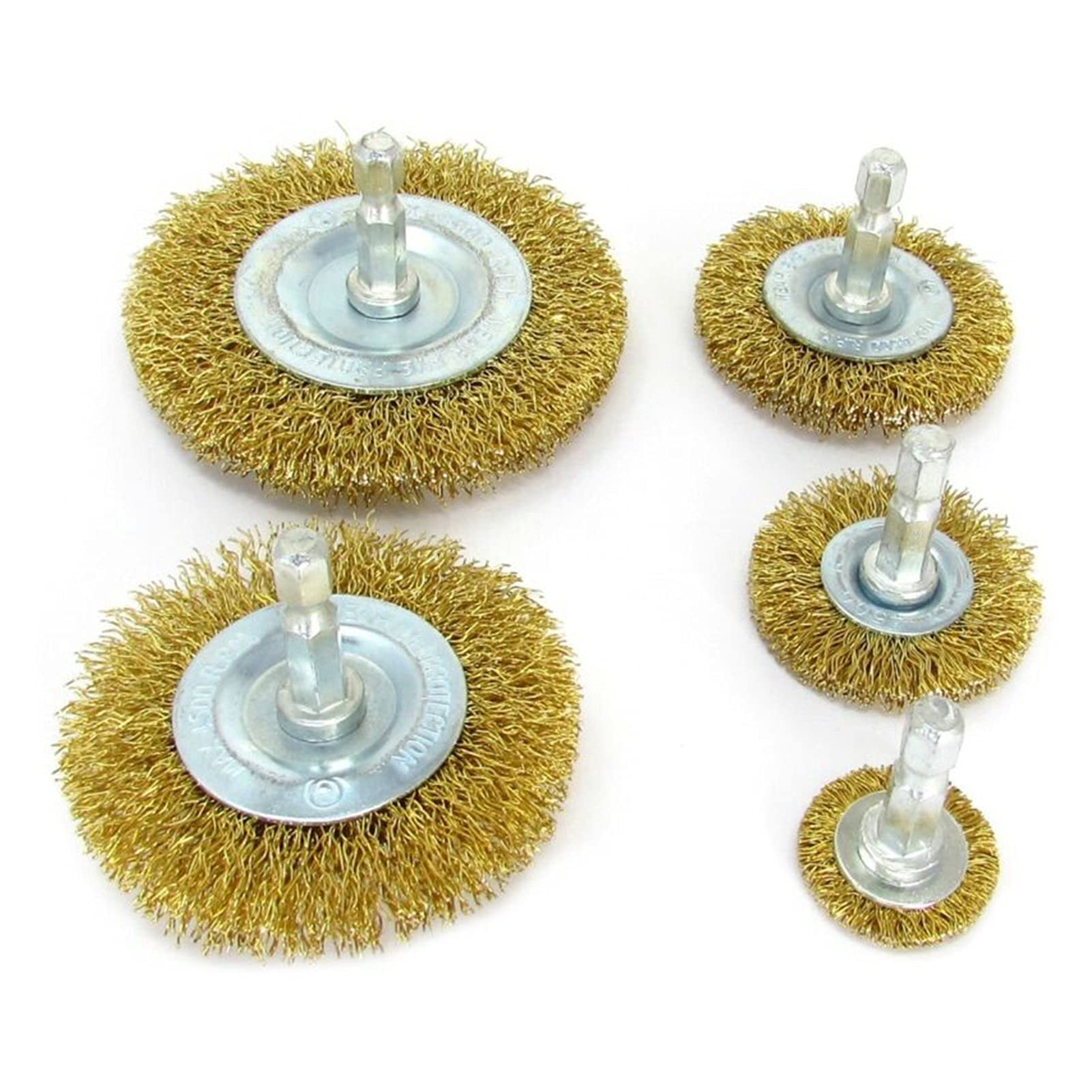 Szczotka druciana T-Shaped Brass Wire Brushes, for Drills Set,5 Pcs Circular Brass-Coated Attachment Deburr Removal