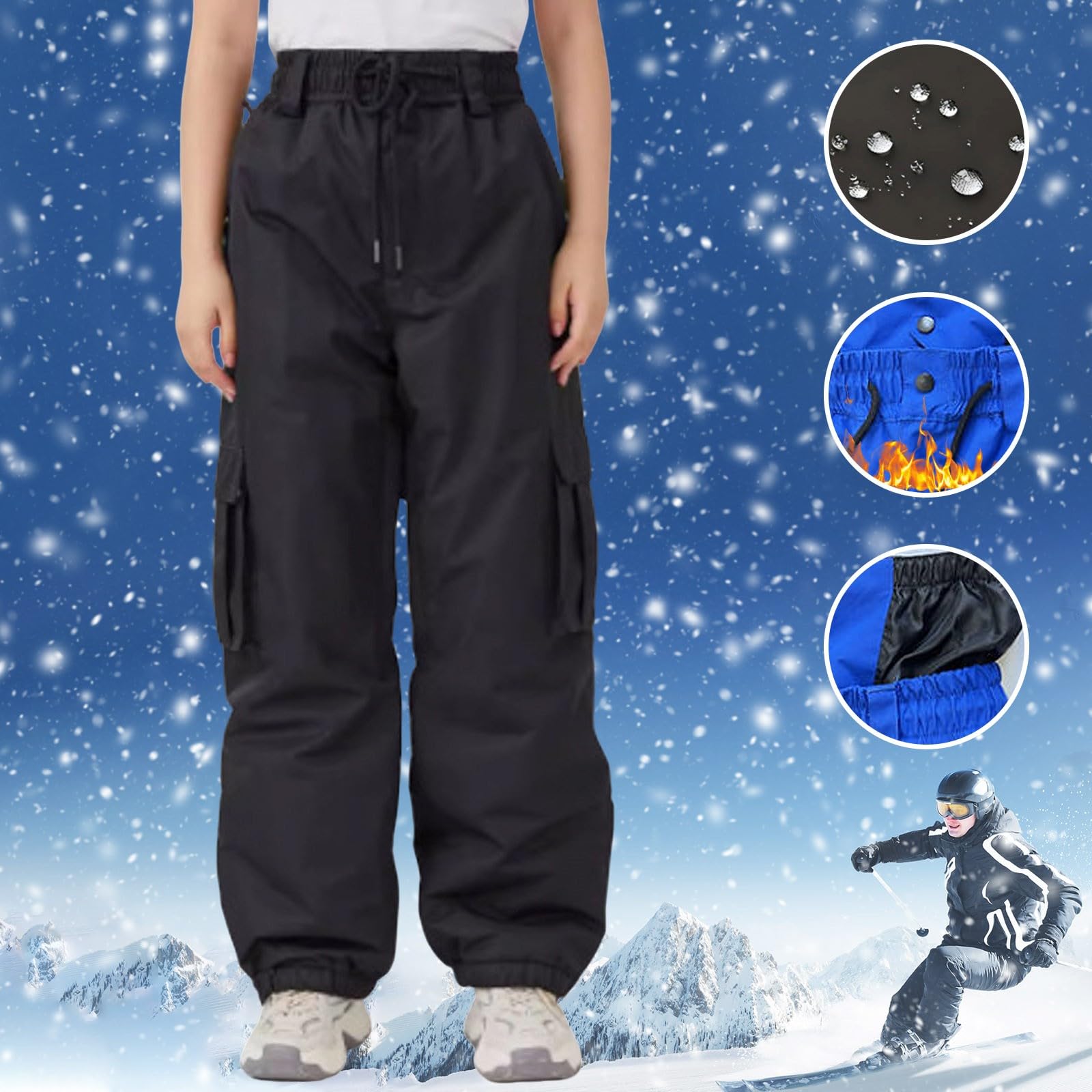 2026 - Pantalones impermeables para hombre, esquí, snowboard, invierno, con capucha, montañismo