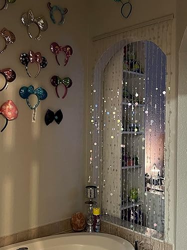 Miniatura 9 de FlavorThings Cortina de cuentas de burbujas doradas de 3 pies de ancho x 6 pies de largo, cortina de pared con flecos, ventana divisora de