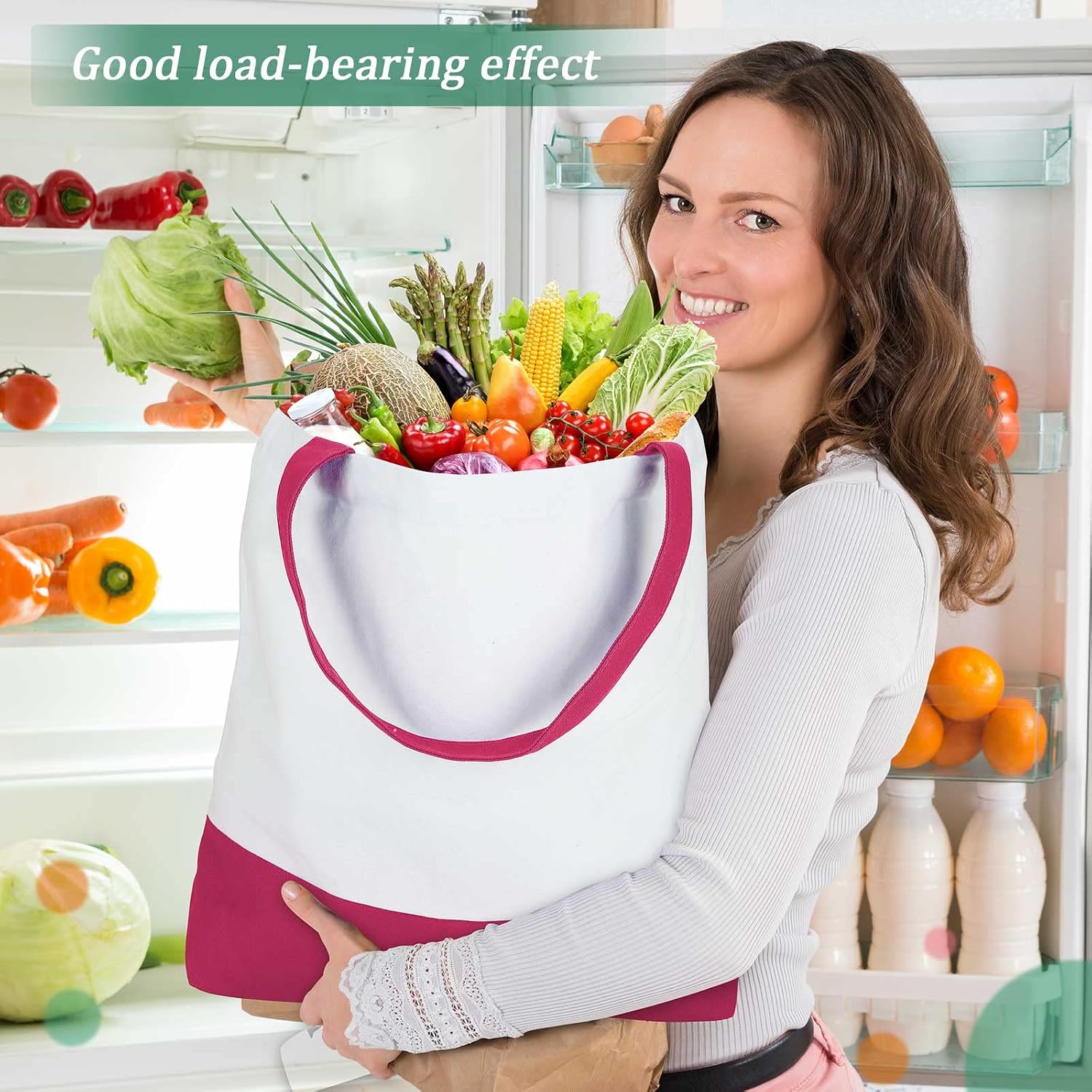 Epakh Canvas Tote Bags Bulk 18.5 x 15 Inch Reusable Grocery Shopping Bags Tote Luggage for Shopping