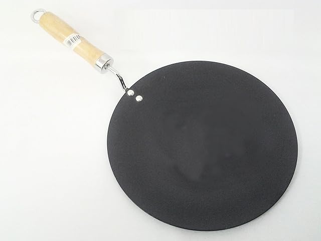 Longlife Non Stick Iron Traditional Tawa 28cm Roti Tawa Chappati Tawa With Wooden Handle Heavy Duty