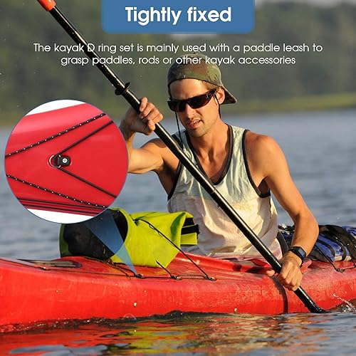Miniatura 4 de YHG Anillo de amarre en D para kayak, 10 piezas con tornillos M6, negro, plástico y acero inoxidable, estilo moderno, accesorio de aparejo de pesca
