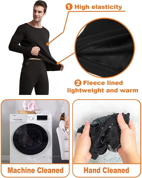 Men's Heated Thermal Underwear Set, Men's Winter Outdoor Sports Underwear with 16 Heating Zones, Heated Shirt Pants