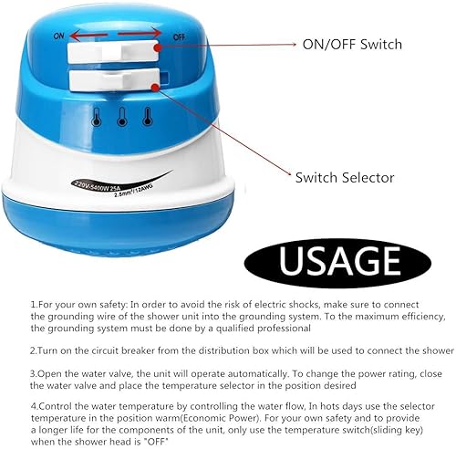 Miniatura 2 de Calentador de agua eléctrico caliente instantáneo 5400W Calentador de agua caliente Calentador de ducha Grifo de agua caliente instantáneo Ducha