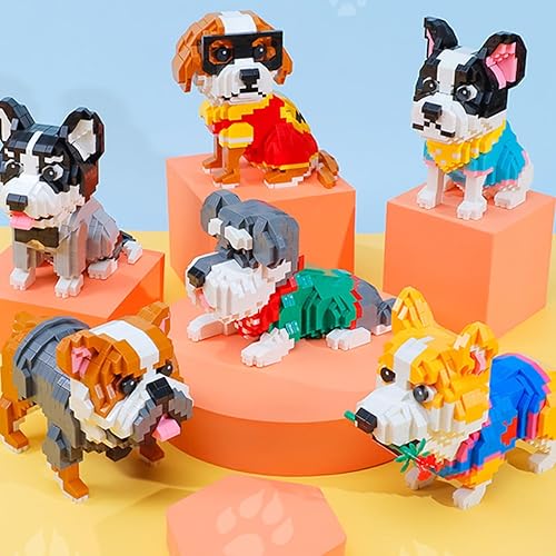 Miniatura 5 de SOLEILHOME Adorable juego de bloques de construcción de perro de toro inglés, ladrillos micro terrier, compatible con ladrillos de las principales