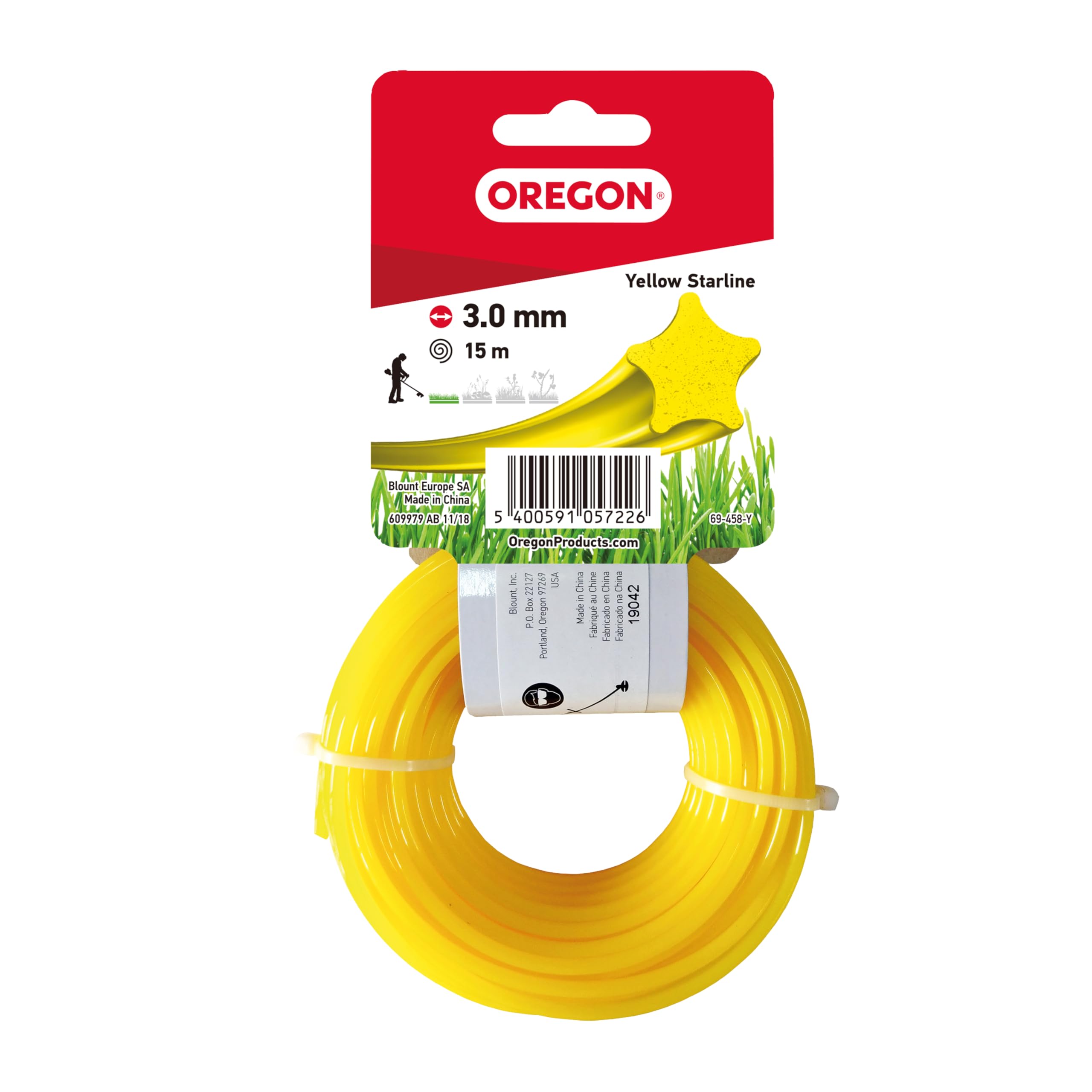 Oregon Yellow Star Shaped Strimmer Line Wire For Grass Trimmers And Brushcutters, Five Cutting Edges For Clean Finish, Professional Grade Nylon, Fits All Standard Strimmers, 3Mm-15M (‎69-458-Y)