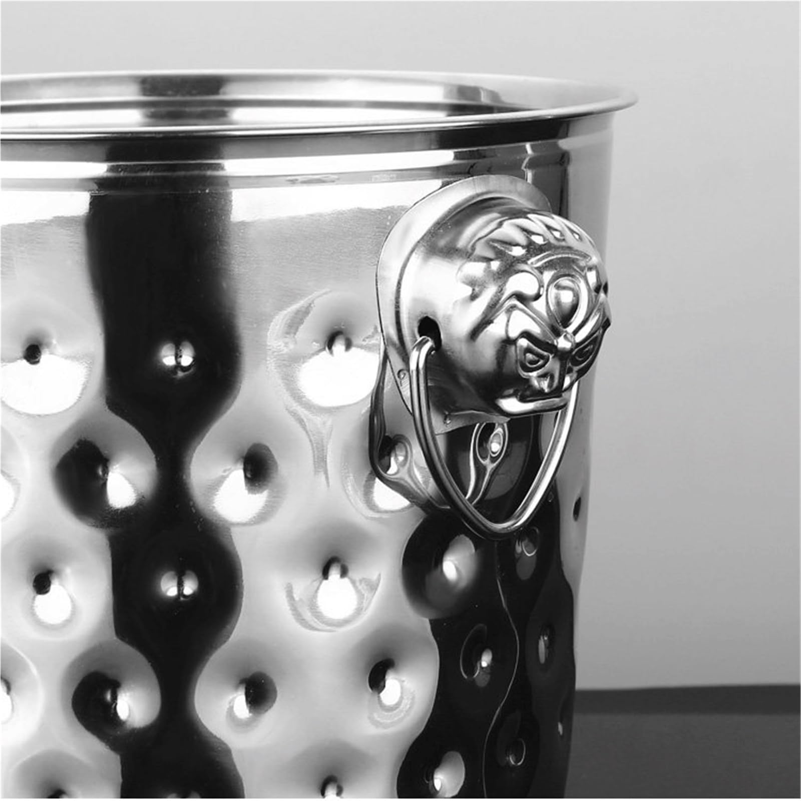 Cubo de Hielo para Bar en casa Cubitera con Cabeza de Tigre Acero Inoxidable lengüeta for Tirar Enfriador de Bebidas y Vino(Grande)