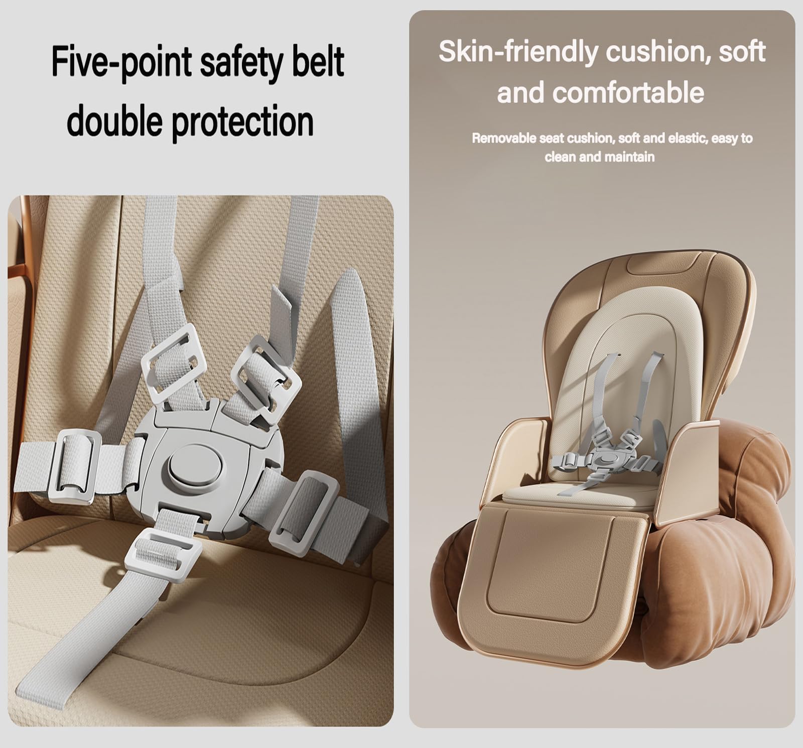 MoLi Eléctrico Bluetooth Inteligente Cuero PU Trona Bebe, Tronas con Función de Balanceo, Regulable Tronas Plegable, Trona Bebe Bandeja Extraíble de Doble Capa (E8121 Khaki)