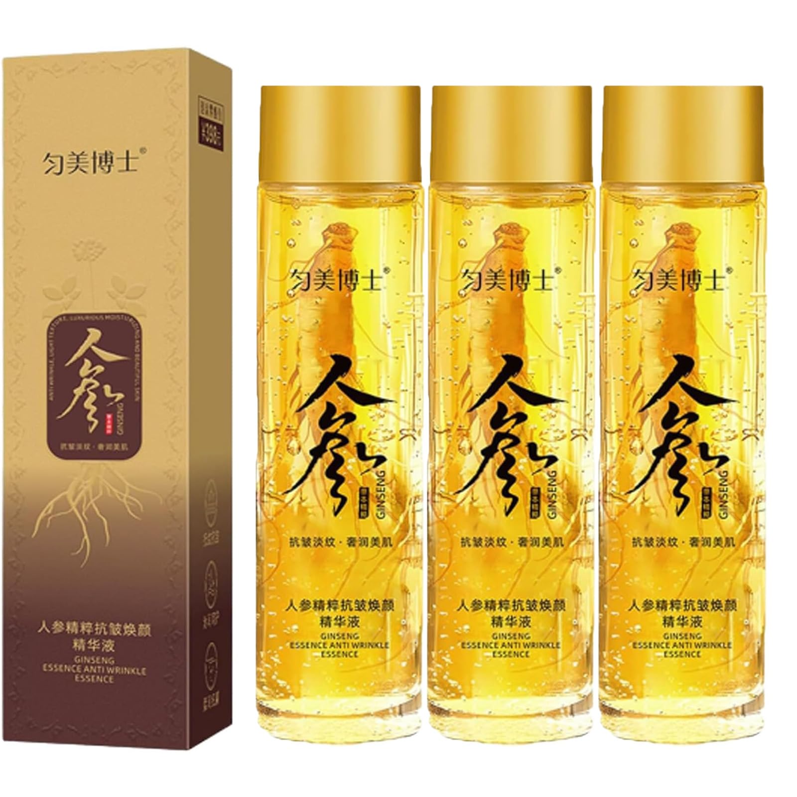 Anti Wrinkle Aging Ginseng Peptide Serum,Ginseng Anti-Wrinkle Essence Toner-Korean Red Ginseng Anti Aging Face Essential Serum(3bottle)