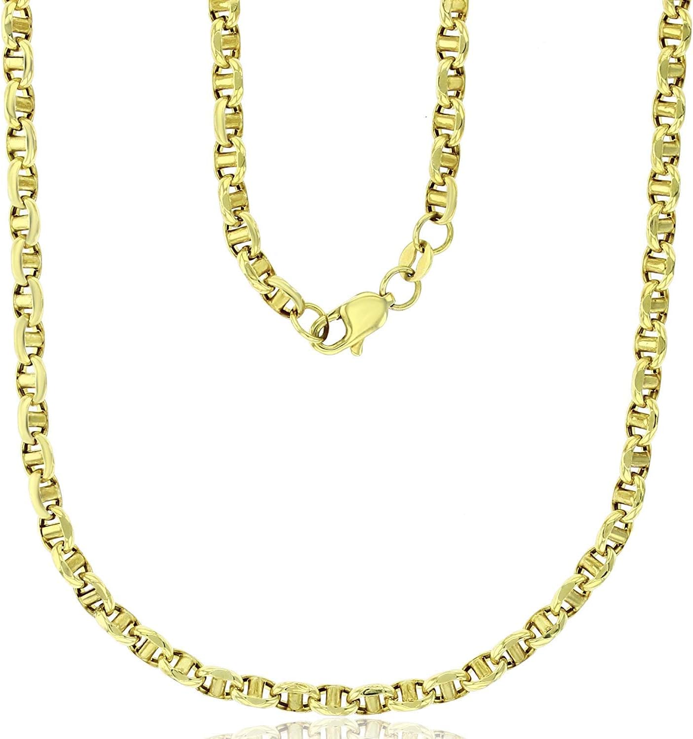 DECADENCE 14K Yellow or White Gold Solid 3mm-5mm Fancy Filk Chain with Lobster Claw Clasp | Italian Gold Necklaces | Gold Filk Necklaces for Men and Women