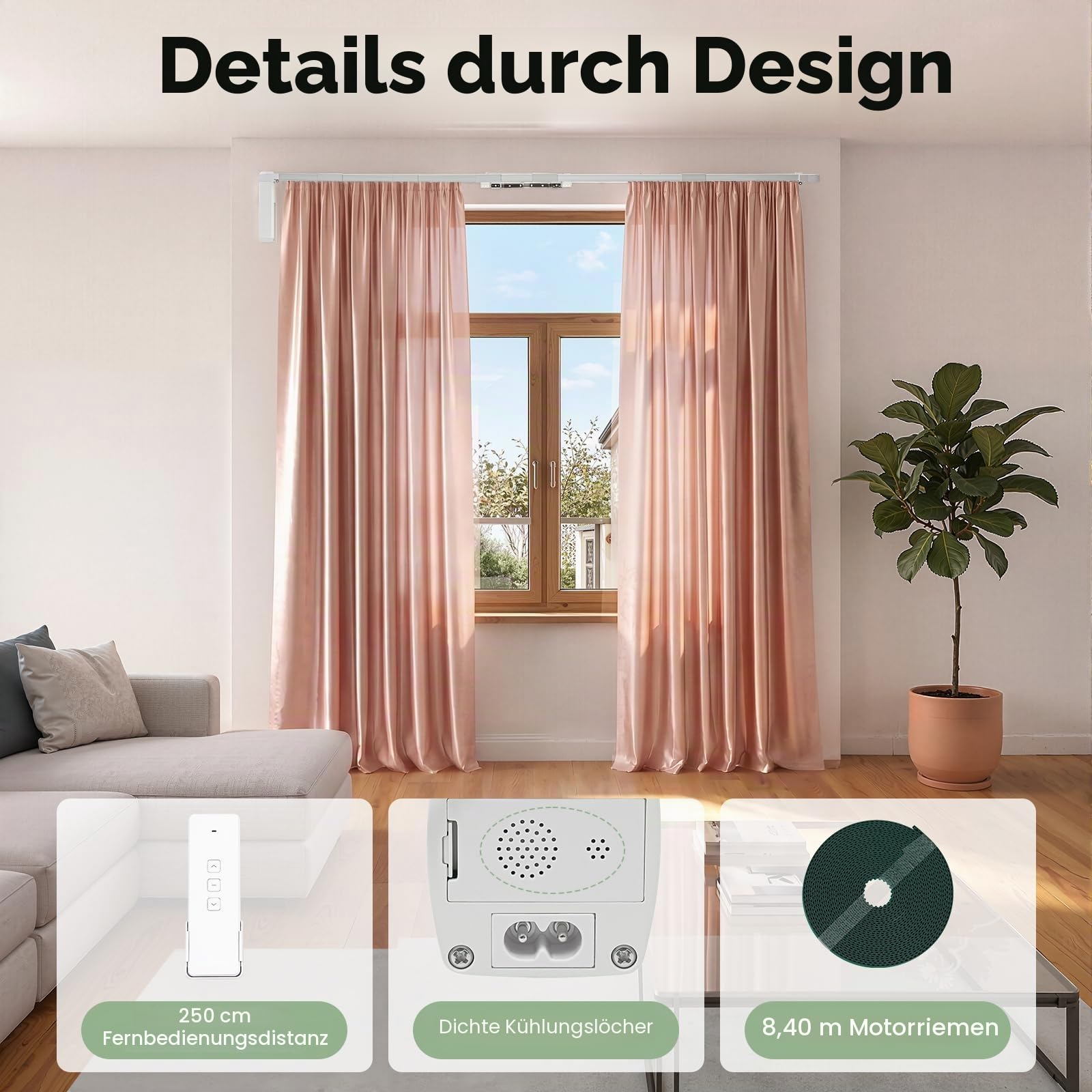 Motorisiert Vorhangschiene, Maßgeschneidert Komplett Montierte Intelligente Elektrische Vorhangschiene,Anwenden 2.16-4.2m,mit Alexa Google Home und App