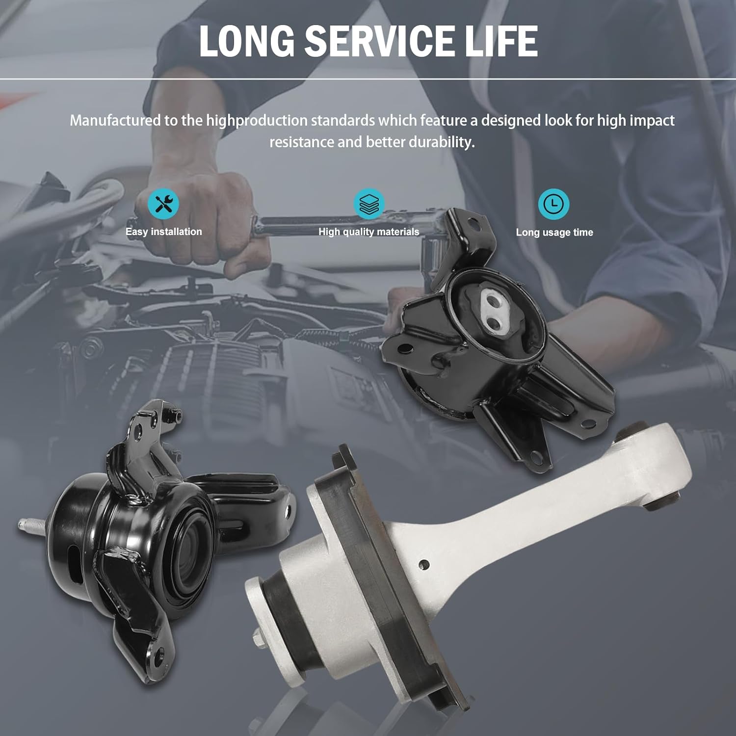 3PCS Engine Motor Transmission Mount & Torque Strut Mount Set for Sonata 2011-2013 2.0L & Optima 2011-2016 2.4L A71034, A71001, A7197