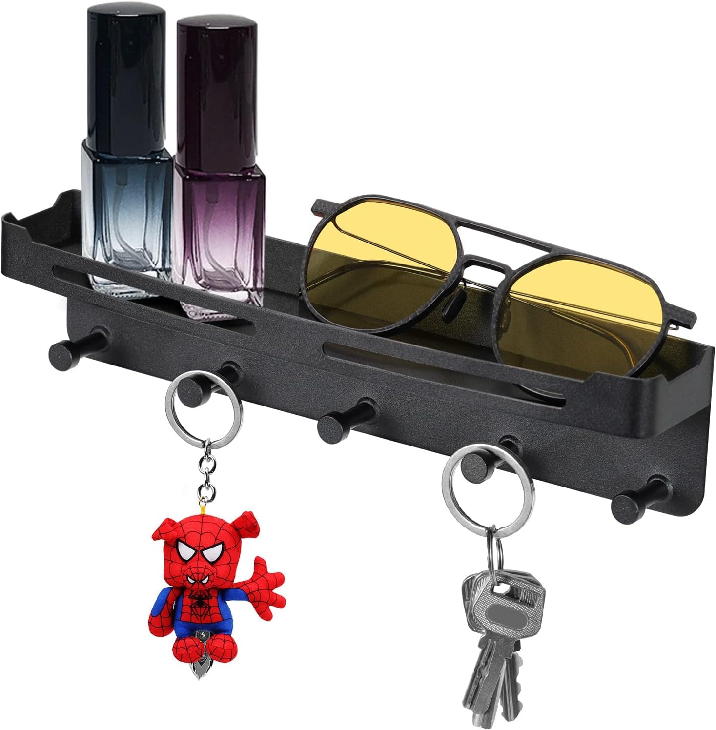 shiyi Small Size Key Rack with Tray,Self Adhesive Holder