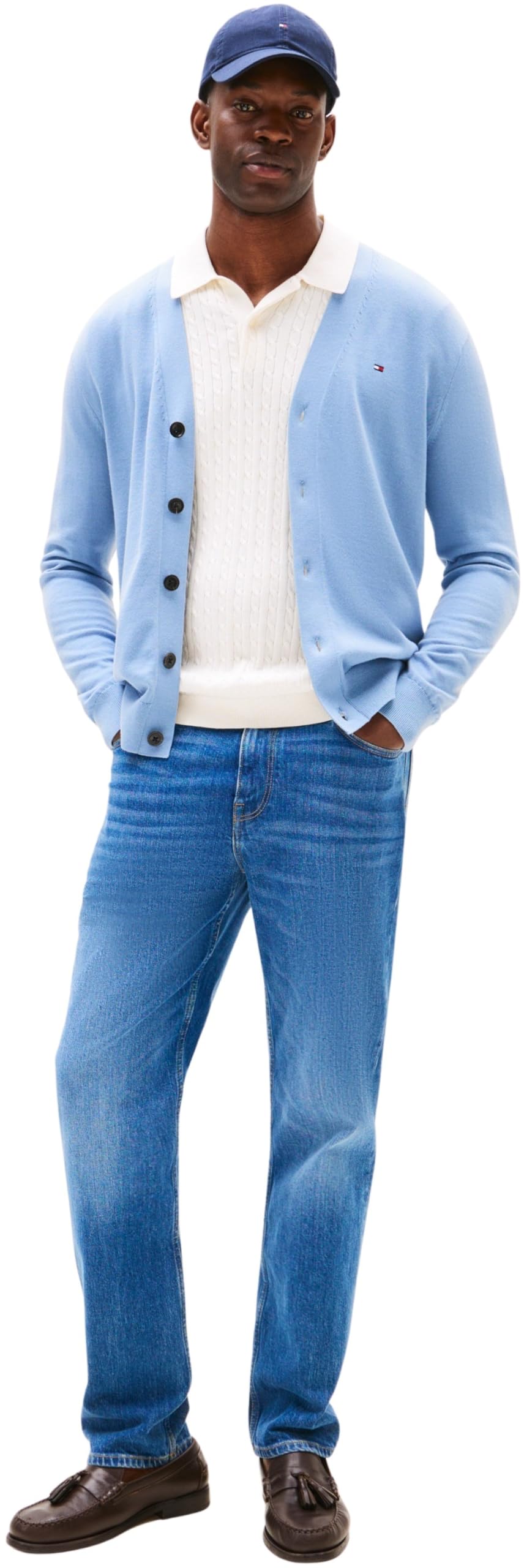 Tommy Hilfiger Uomo Cardigan Giacca in Maglia Essential Cotton con Chiusura a Bottoni