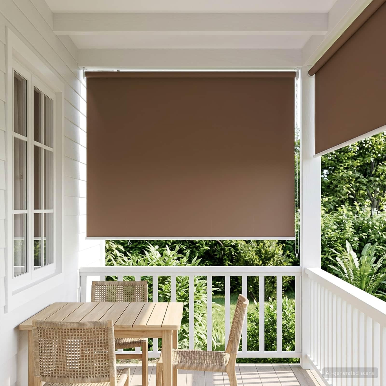 Tenda avvolgibile esterna in poliestere con protezione UV | Montaggio a parete o a soffitto, controllo termico, privacy totale, catena sinistra o destra
