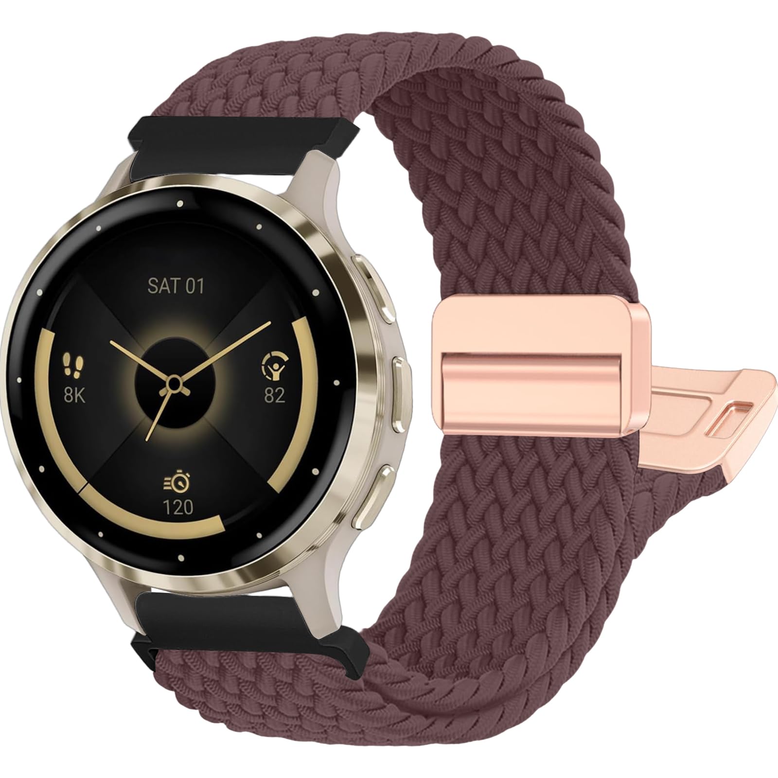 chinbersky Geflochten Armbänd Kompatibel mit Garmin Venu 3 Armband/Venu 2/Vivoactive 4/Forerunner 265/255/255 Music, 22mm Magnet Verschluss Stoff Nylon Band für Garmin Armband