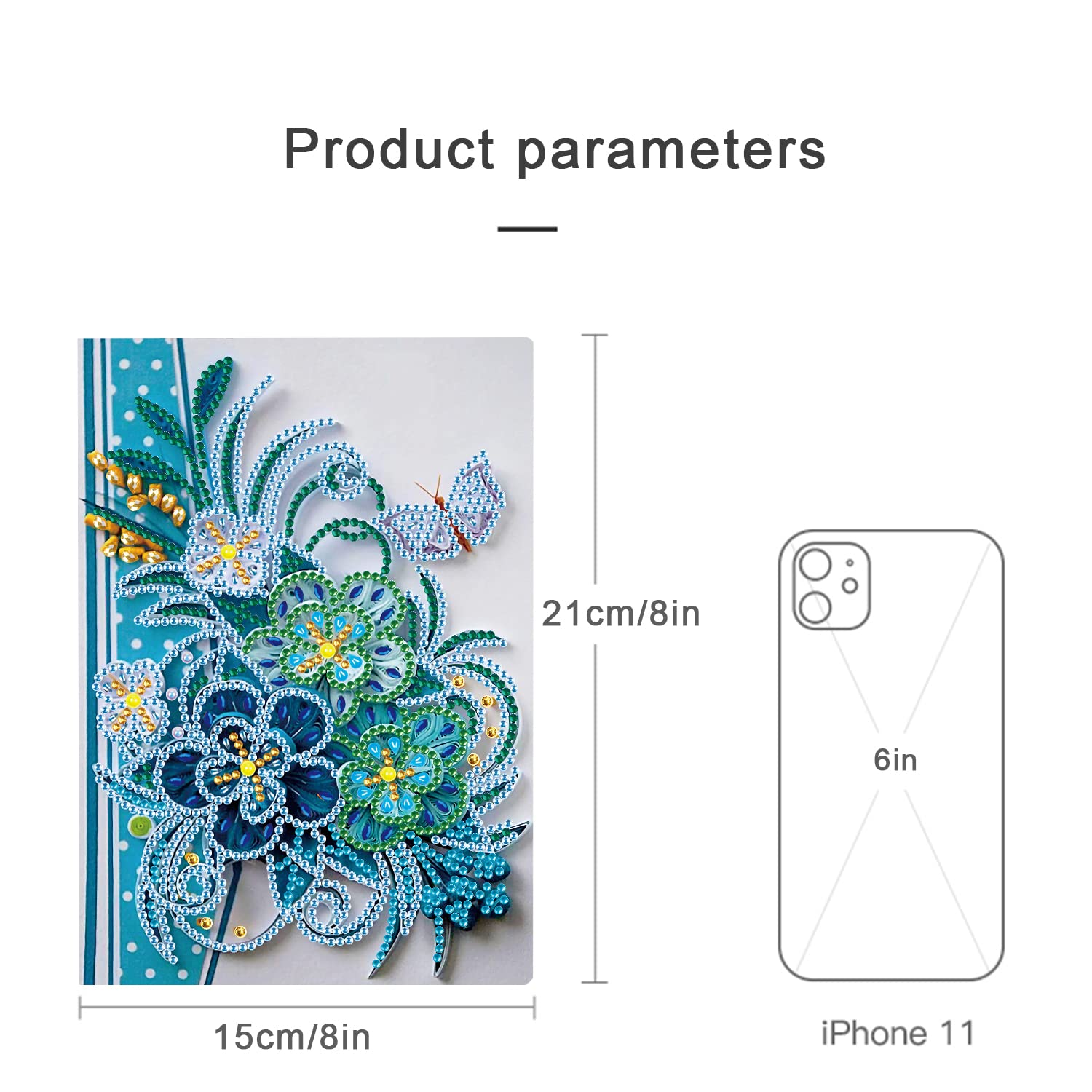 Diamond Painting Notebook A5 Diamond Painting Journal Book Diamond Craft Set Adult Flowers Blue Secret Diary Girls Sketchbook A5 Painting by Numbers Kids Leisure Book Crystal Art Notebooks for Adults - Image 3
