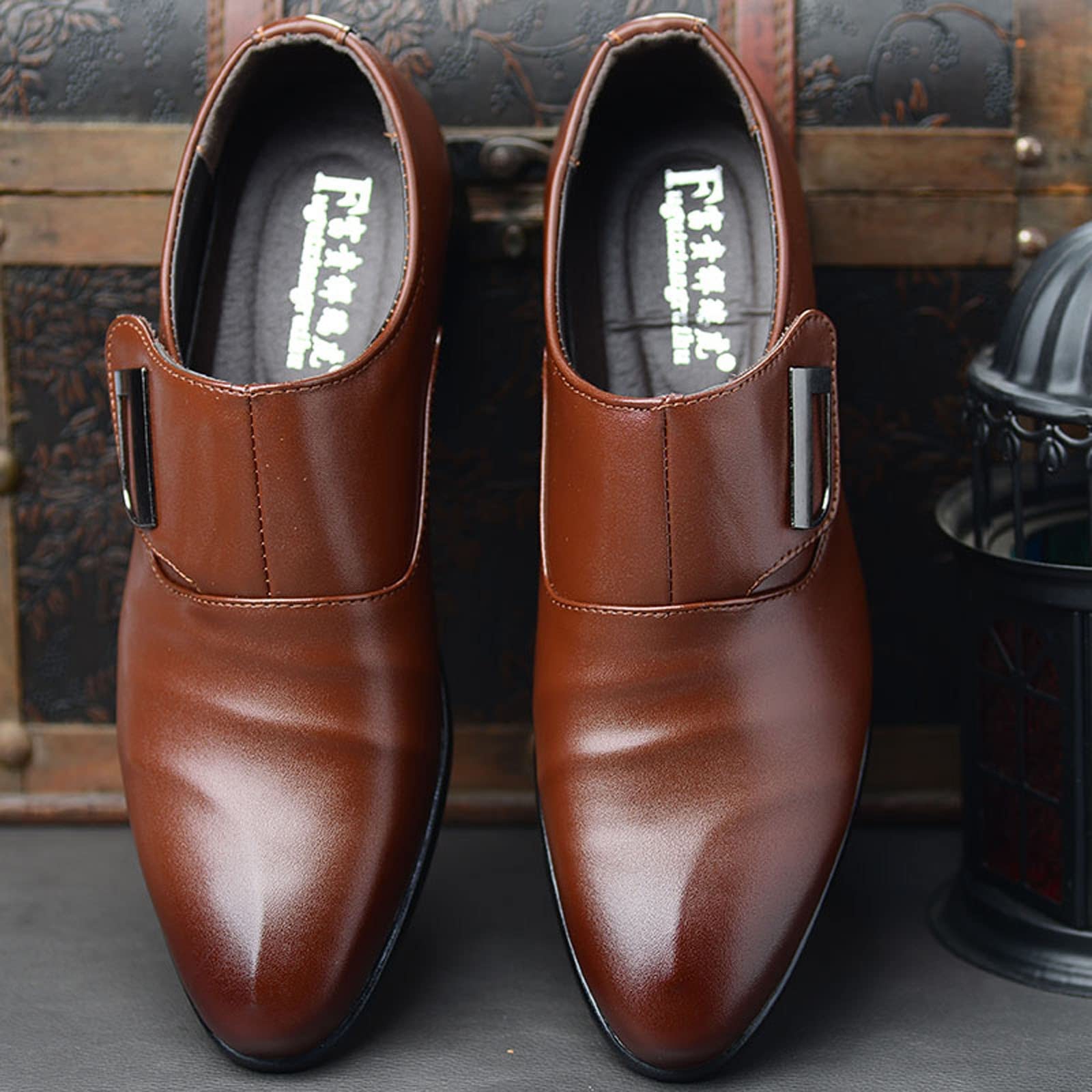 Chaussures de costume à enfiler pour homme - En cuir - Chaussures de loisirs - Pour le bureau - Mocassins classiques - Chaussures basses en cuir - Chaussures de mariage - Chaussures basses à lacets -