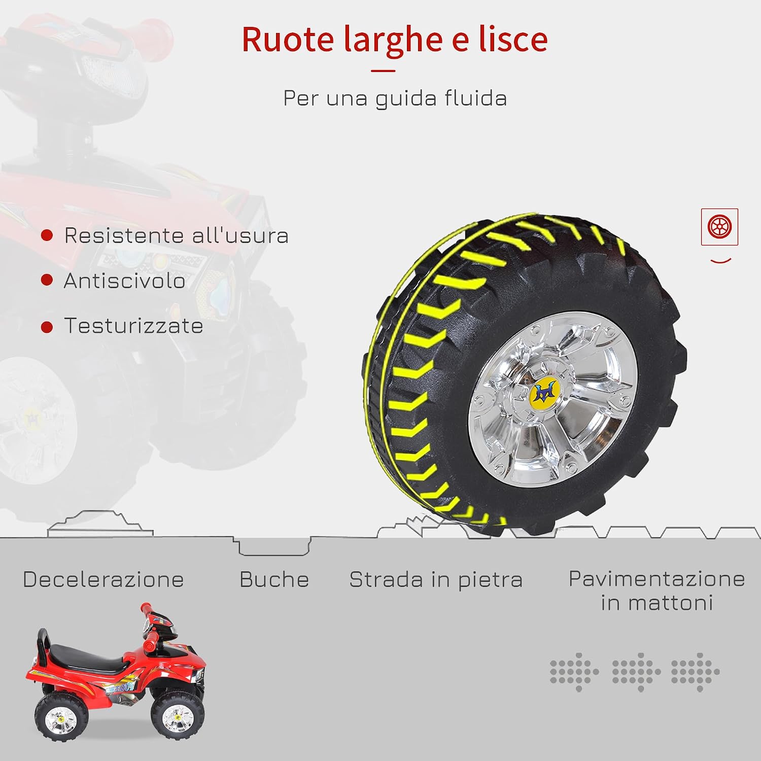 Porteur quad bébé avec siège large et guidon ergonomique