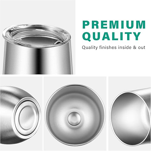 Miniatura 10 de Paquete de 16 vasos de vino de acero inoxidable de 12 onzas sin tallo al vacío juego de tazas de vino sin tallo de acero inoxidable para vino café