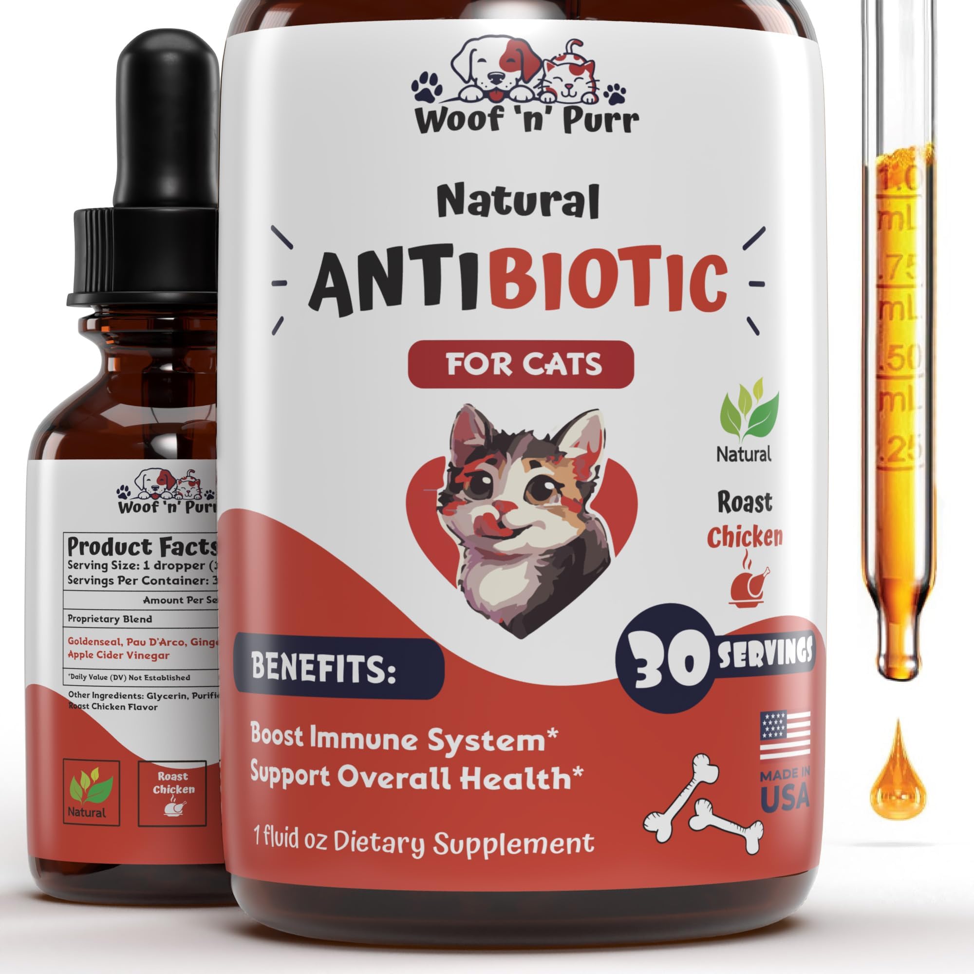 Cat Antibiotic for Infections, UTIs, Respiratory Moments, Cold, & Allergies - Antibiotics for Cats of All Ages & Breeds - Cat Antibiotics - Cold Medicine for Cats - 1 fl oz