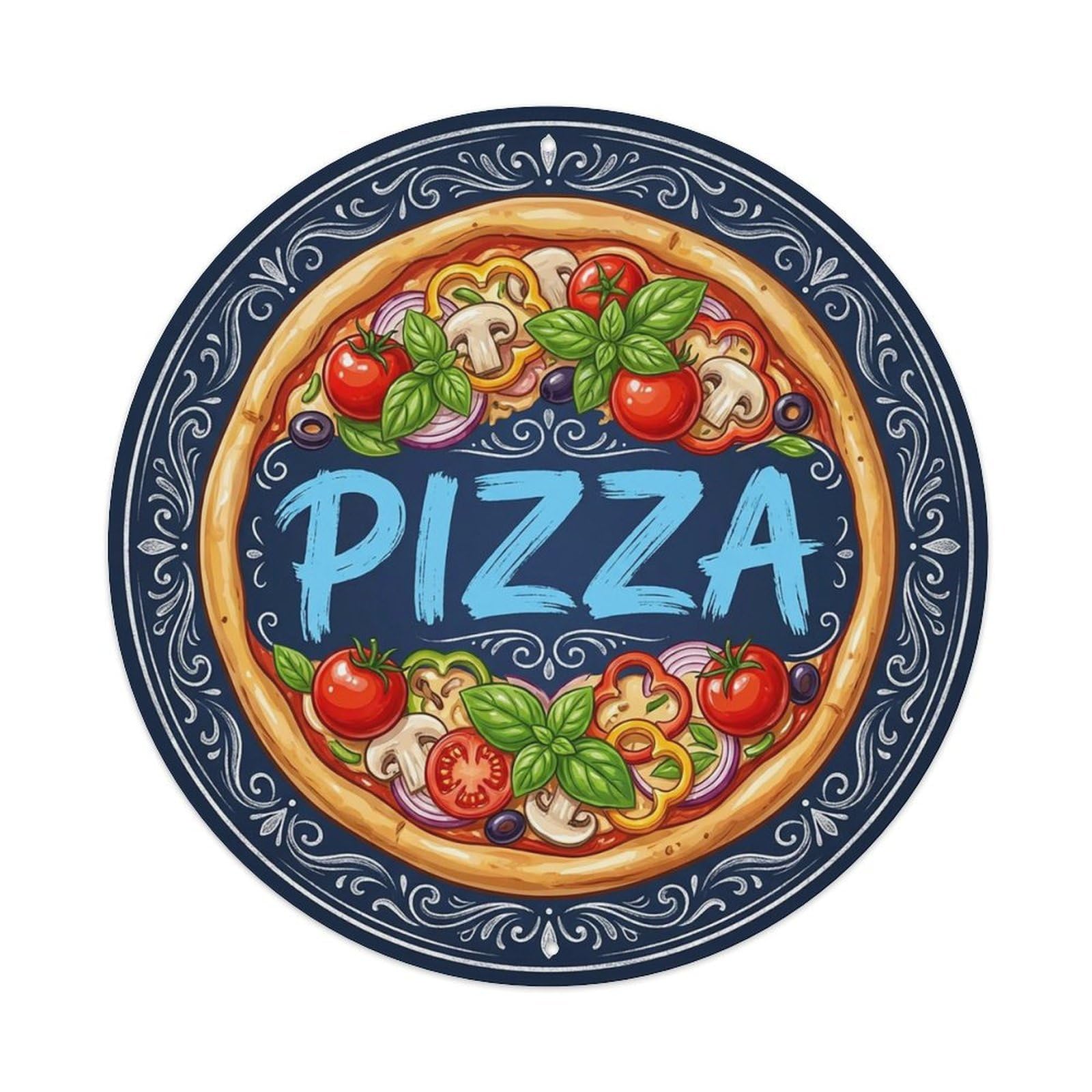 Yrnq 8X8inch Vintage Style Vintage Pizza Vegetarian Tomato Basil Food Decoration Metal Tin Sign