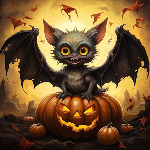 PIPISKY Kit de pintura al óleo por números de Halloween en lienzo, juegos de colorear para adultos niños principiantes, 15.7 x 19.7 pulgadas, sin