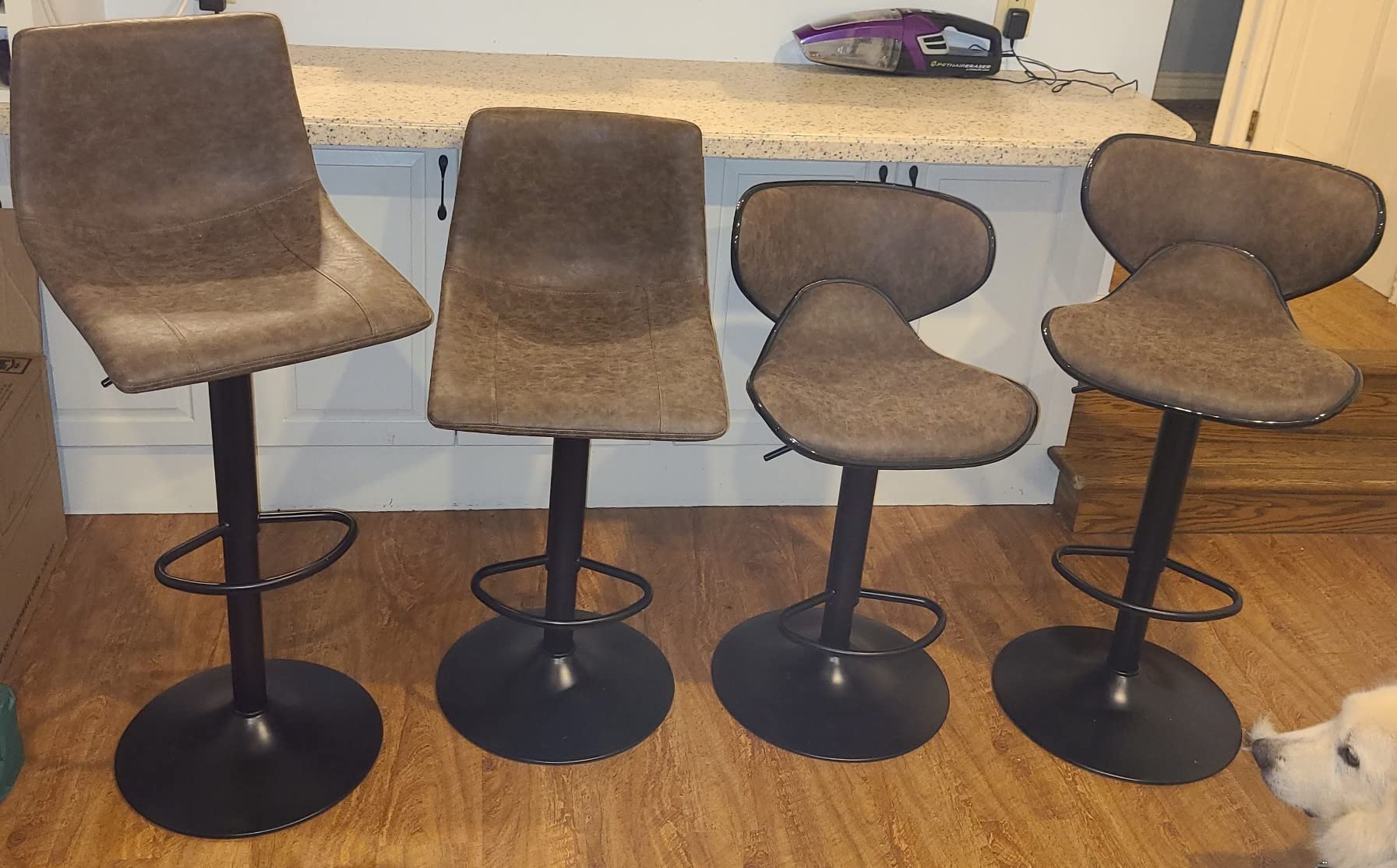 27/mo Finance HERA'S PALACE PU Leather Adjustable Swivel Bar Stools