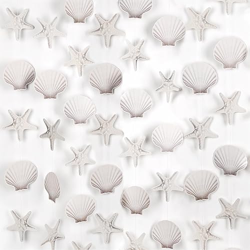 8 Pack Starfish and Sea Shell Shape Paper Hanging Decorations
