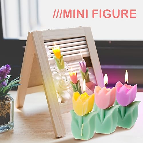 Miniatura 5 de 3 velas en forma de tulipán velas estéticas lindas velas de cera de parafina decoración de habitación vela de flores perfumadas para regalo de boda