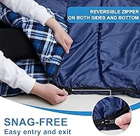 Vista 5 de AGEMORE Saco de dormir doble de franela de algodón para camping, mochilero o senderismo. Saco de dormir impermeable tamaño Queen para 2 personas