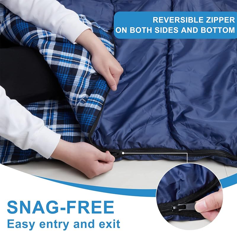 Agemore Kétszemélyes Flanel Hálózsák Vízálló Kemping Túrázáshoz
