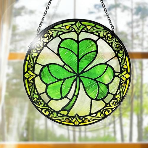 Stained Glass Sun Catchers Indoor Window, Trifolium Suncatchers for Windows