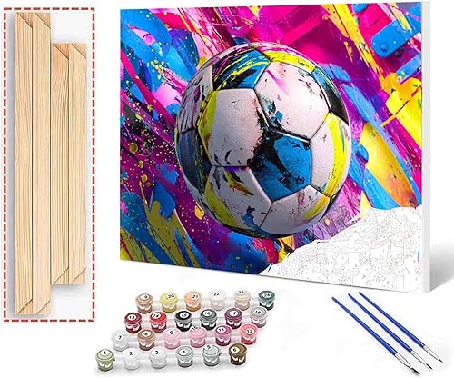 Vista 39 de Pintura de bricolaje por números para adultos y niños, pintura colorida de rugby por números, pintura acrílica por números, kit de pintura