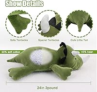 Vista 2 de Peluche de dinosaurio con peso de 4 libras, 24 pulgadas, suave, lindo, verde, animales de peluche, almohada de dinosaurio para niños y niñas