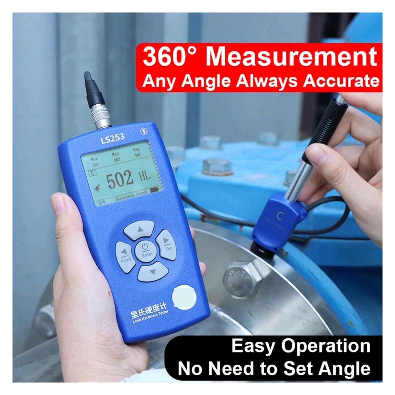 Digitales Härteprüfgerät for Metall, Handheld-Härteprüfgerät for Metall, Multisonde mit Drucker LS253 for Stahl, Aluminiumlegierung Hohe Empfindlichkeit(LS253-DC)