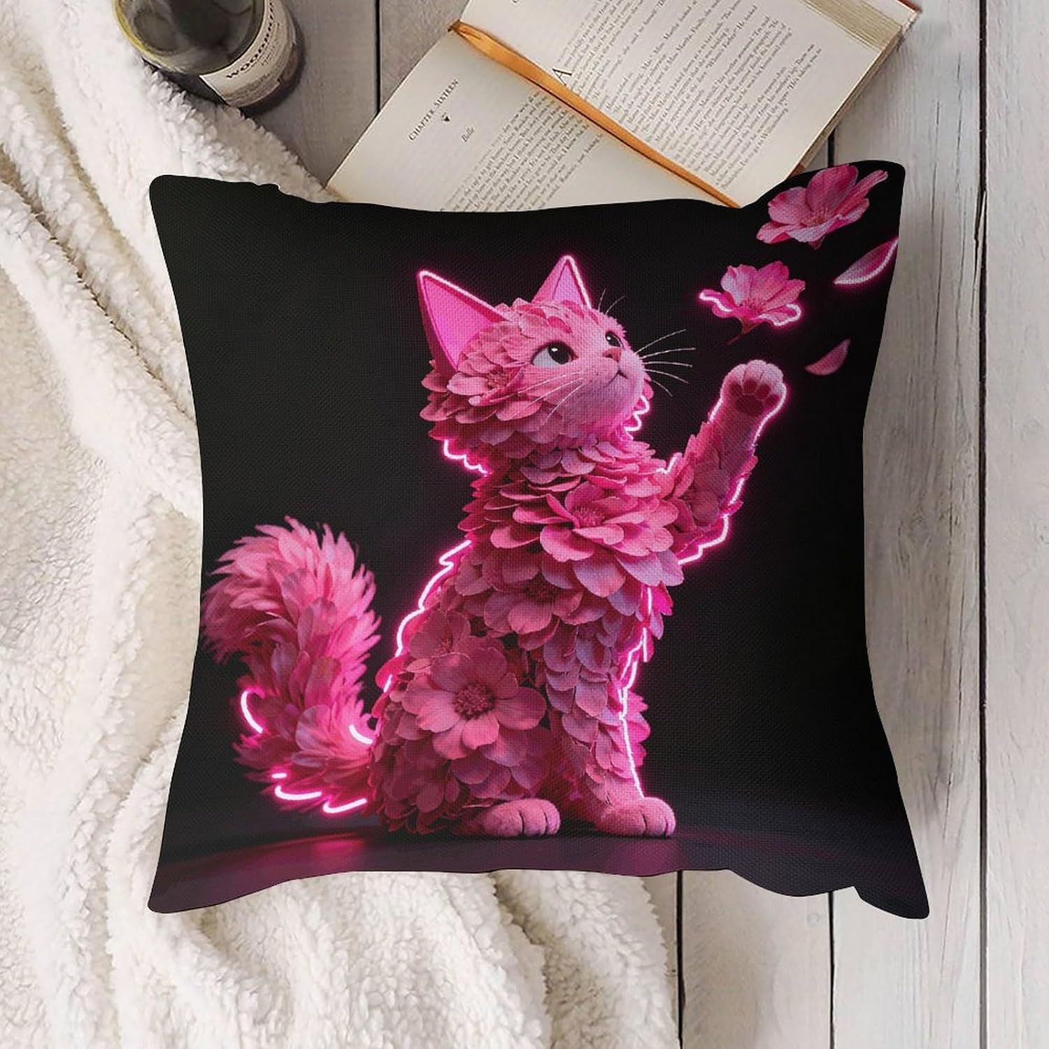 Neon Beast Pillow Protectors Cute Waterproof Pillow Cover Soft Skin-Friendly Cushion Case Decorative Square Cushion Cover for Couch Sofa Bed Living Room Bedroom
