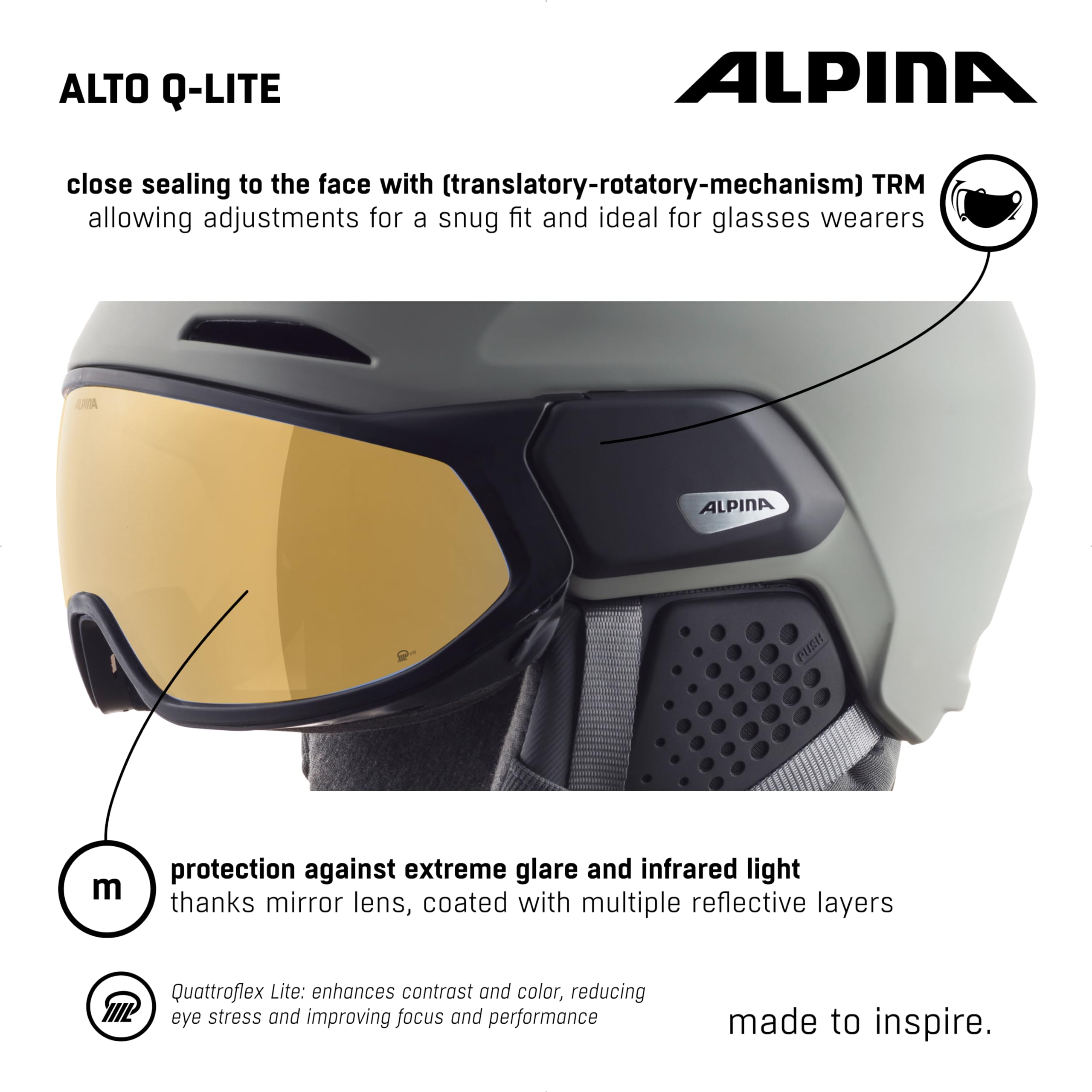 ALPINA Alto Q-Lite - Sicherer, Stoßabsorbierender & Individuell Anpassbarer Skihelm Mit Kontrastverstärkendem Visier Für Erwachsene
