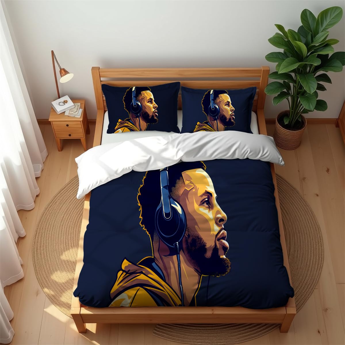Ste-X Sc 08 Luxury Breathable Bedding Set Stephen Curry 210Tc Cotton Soft Cool Summer Warm Winter Comfort Anti-Mite (,200X200cm(Double))