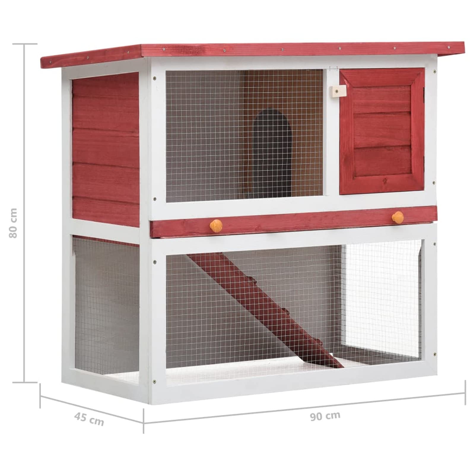 Jaula conejera con 1 Puerta, Jaula Cobaya, Jaulas para Conejos, Jaula Hamster, Casa Conejo, Casita Conejo, Nido Conejo, Madera Rojo