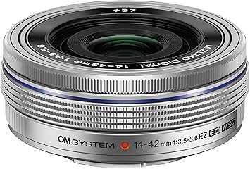 OM SYSTEM Olympus M.Zuiko Digital 14-42mm F3.5-5.6 EZ Silver for Micro Four Thirds System Camera, Compact 3X Zoom Lens