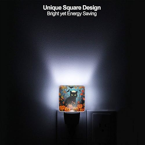 Miniatura 5 de Juego de 2 luces nocturnas enchufables para Halloween, calabaza, otoño, hojas, LED, sensor de movimiento, lámpara para dormitorio, cocina, pasillo,