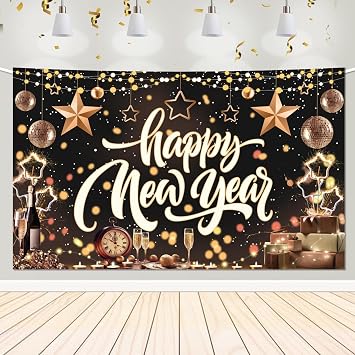 Happy New Year Backdrop 2026 New Years Eve Party Supplies New Years Decorations 2026 Happy New Year Banner 70.8743.31 Inch
